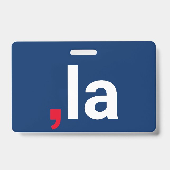 Tarjeta De Identificación Comma La kamala pronunciación divertida azul rojo  (Parte frontal)