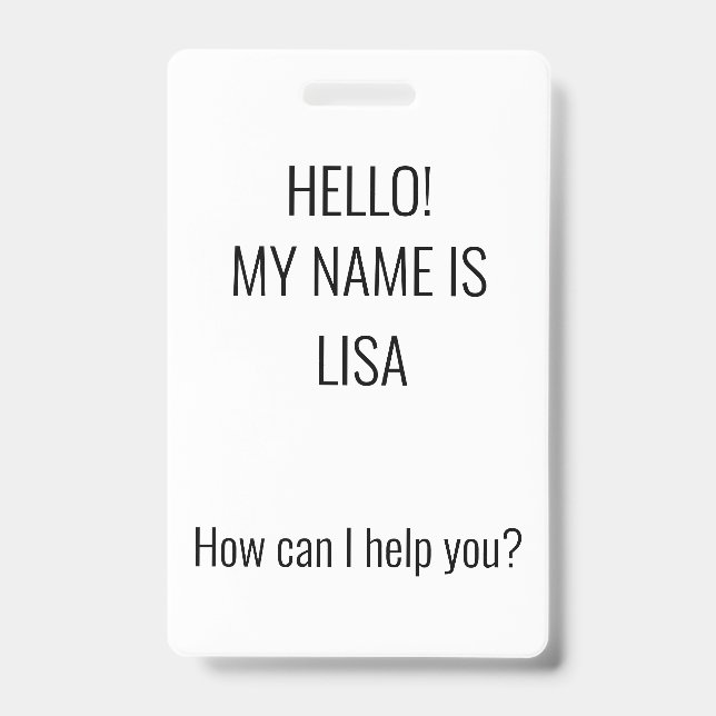 Tarjeta De Identificación ¿Cómo puedo ayudar? Insignia (Parte frontal)