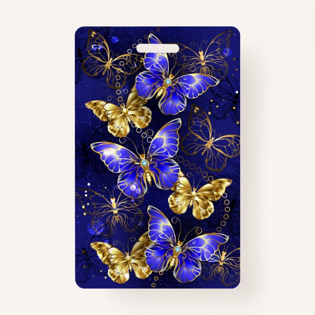 Tarjeta De Identificación Composición con mariposas de zafiro (Anverso)