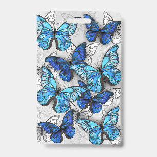 Tarjeta De Identificación Composición de mariposas blancas y azules