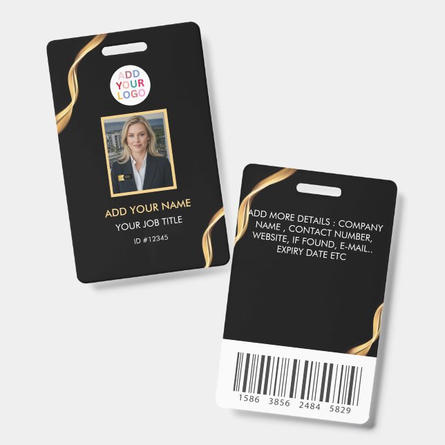 Tarjeta de identificación con código de barras y f (Parte frontal y trasera)