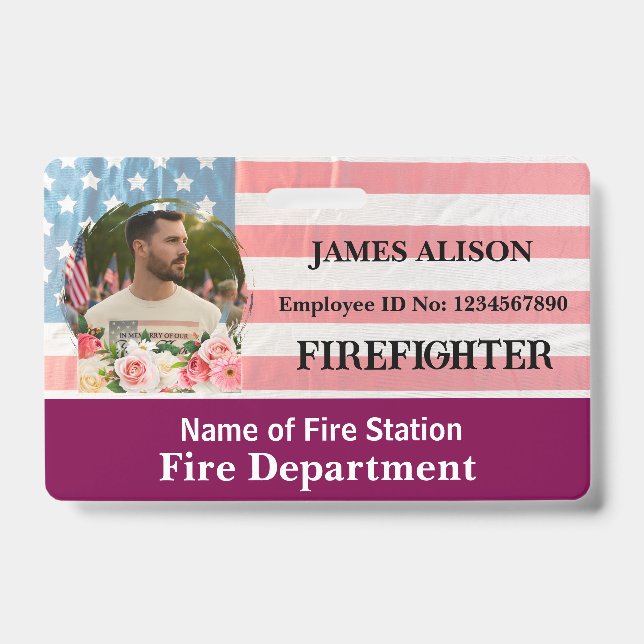 Tarjeta de identificación con código QR de bombero (Parte frontal)