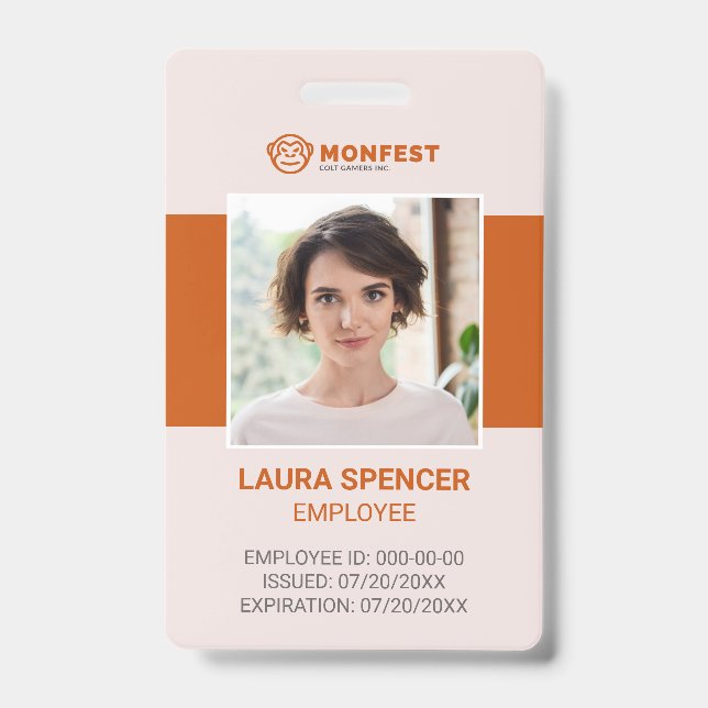 Tarjeta de identificación con foto de empleado cor (Parte frontal)