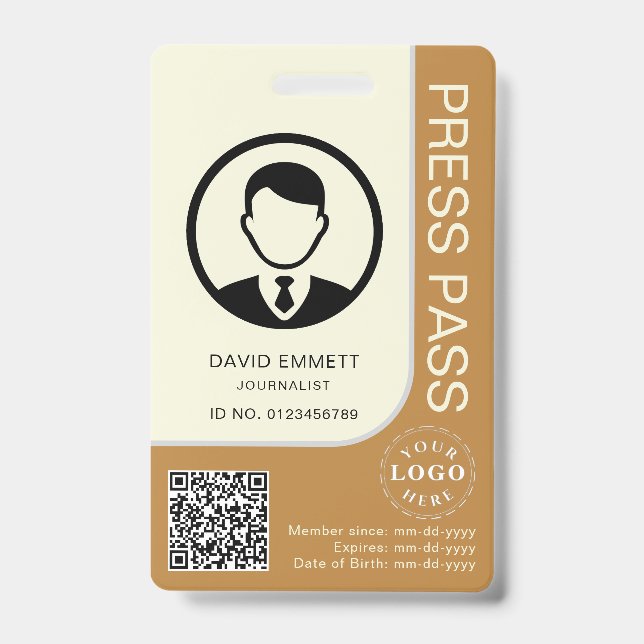 Tarjeta de identificación con foto y código QR de  (Parte frontal)