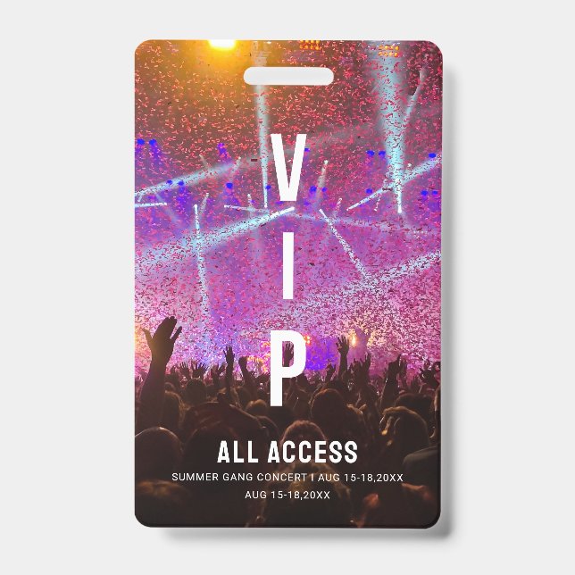 Tarjeta De Identificación Concierto de pase de acceso completo para personal (Parte frontal)