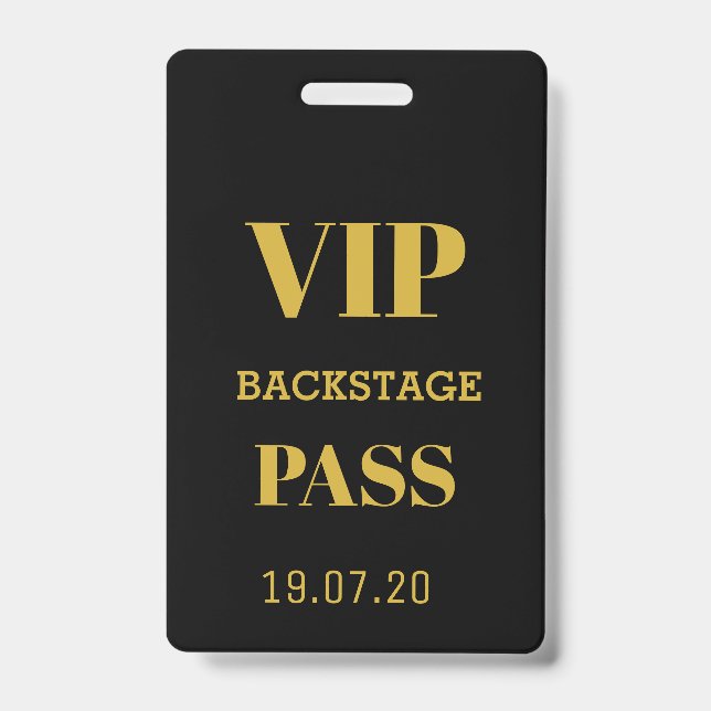 Tarjeta De Identificación Concierto de pase de acceso completo VIP Gold Blac (Anverso)