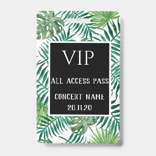 Tarjeta De Identificación Concierto de Pases de Acceso para Todos VIP Negros