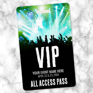 Tarjeta De Identificación Concierto VIP de Acceso Total con Nombre Personali