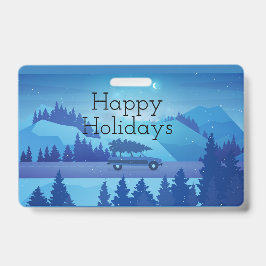 Tarjeta De Identificación Conducción por la carretera con un árbol de navida