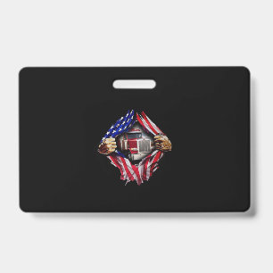 Tarjeta De Identificación Conductor de camión bandera americana camión