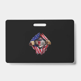 Tarjeta De Identificación Conductor de camión bandera americana camión