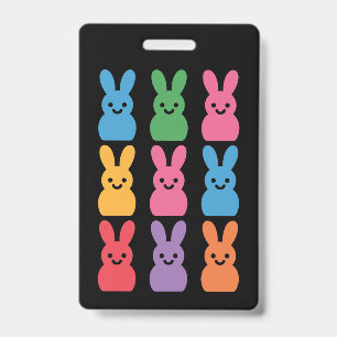Tarjeta De Identificación Conejo de Pascua Huevos Cuadros Leopardo
