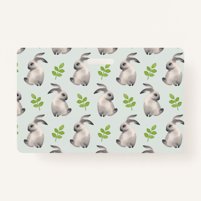 Tarjeta De Identificación Conejos acuarelas y hierba (Anverso)