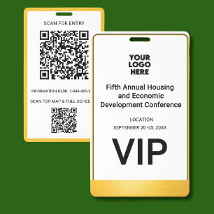 Tarjeta De Identificación Conferencia Empresarial Corporativa Logo QR VIP