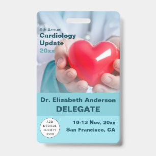 Tarjeta De Identificación Conferencia Médica de Cardiología Cardiotorácica
