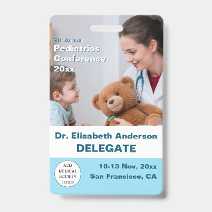 Tarjeta De Identificación Conferencia Médica de Pediatría Médico Infantil