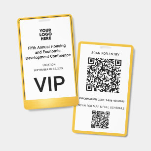 Tarjeta De Identificación Conferencia VIP Logotipo QR de Negocios Corporativ