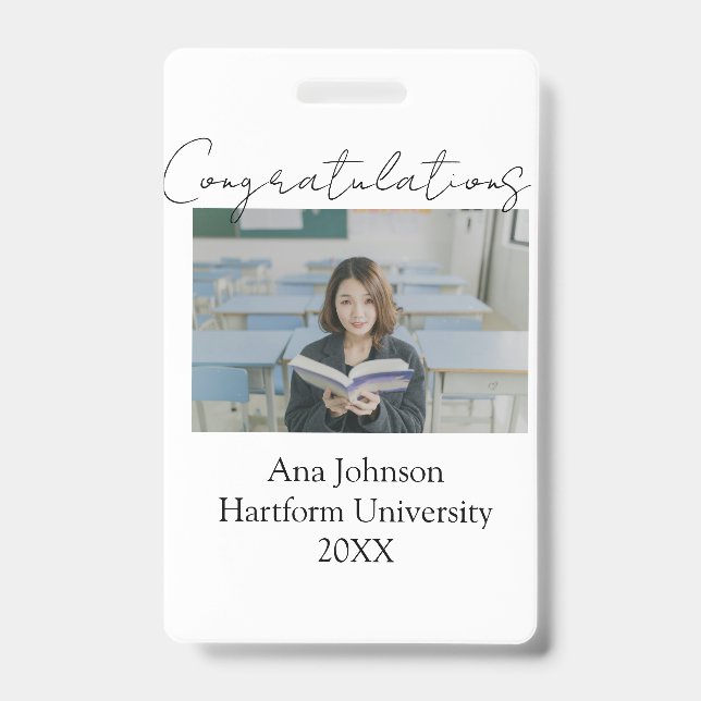 Tarjeta De Identificación Congratulations photo graduate name university yea (Anverso)