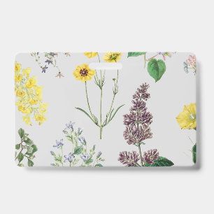 Tarjeta De Identificación Conjunto de flores de época