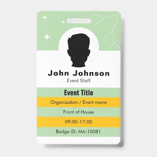 Tarjeta De Identificación Coordinador de Eventos (Parte frontal)