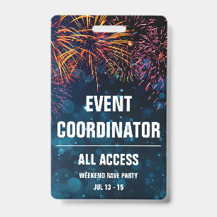 Tarjeta De Identificación Coordinador de Eventos Pase de Acceso Total a Even