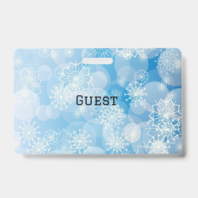 Tarjeta De Identificación Copos de Navidad Azules     (Parte frontal)