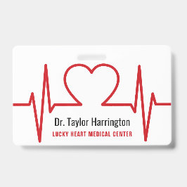 Tarjeta De Identificación Corazón personalizado de EKG texto e insignias méd