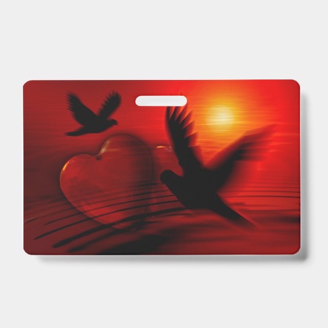 Tarjeta De Identificación Corazones y palomas (Anverso)