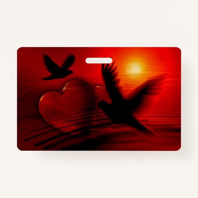 Tarjeta De Identificación Corazones y palomas (Anverso)
