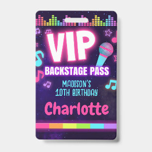 Tarjeta De Identificación Cordón de pase de backstage VIP de cumpleaños de e