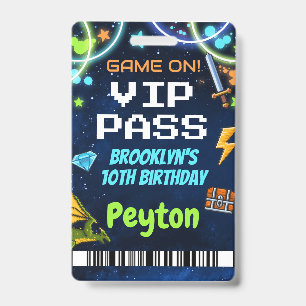 Tarjeta De Identificación Cordón de pase VIP de cumpleaños para juegos de ar
