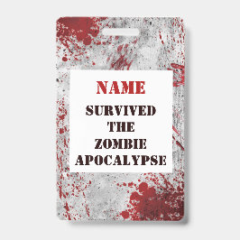 Tarjeta De Identificación Cordon de sangre del apocalipsis zombi personaliza