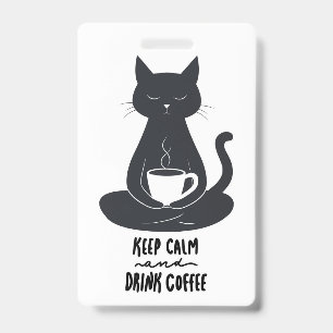 Tarjeta De Identificación Cordón para gato, Mantén la calma y bebe café Cord