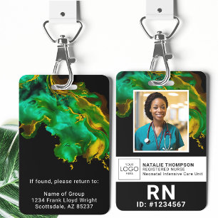 Tarjeta De Identificación Cordón verde personalizado para empleados médicos 