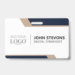 Tarjeta De Identificación Corporate Employee ID Badge | Navy Gold Name Tag