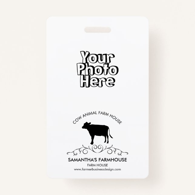 Tarjeta De Identificación Cow Farm Logo (Anverso)
