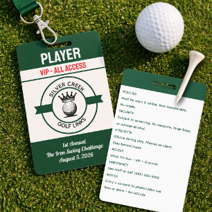 Tarjeta De Identificación Crea Personalizado Tu Propio Torneo de Golf