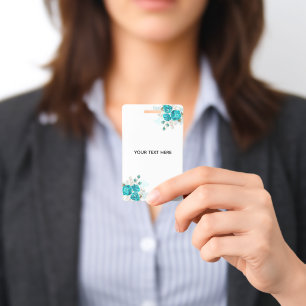 Tarjeta De Identificación Crea Tu Propia Rosa Azul Elegante
