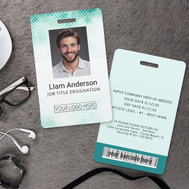 Tarjeta De Identificación Creador de Credencial de Empleado con Gradiente Te (Custom Employee Photo Badge)
