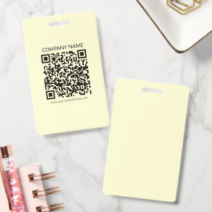 Tarjeta De Identificación Crear un código QR   Amarillo pálido