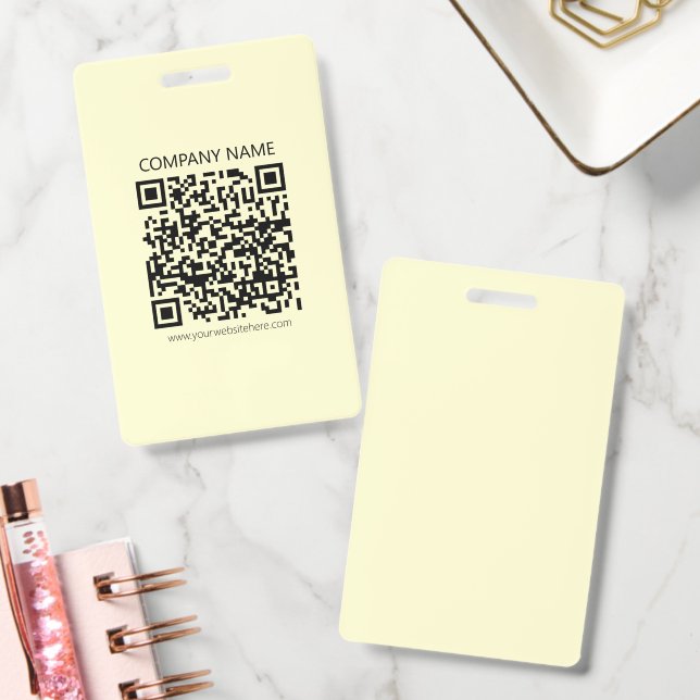 Tarjeta De Identificación Crear un código QR | Amarillo pálido (Oficina)