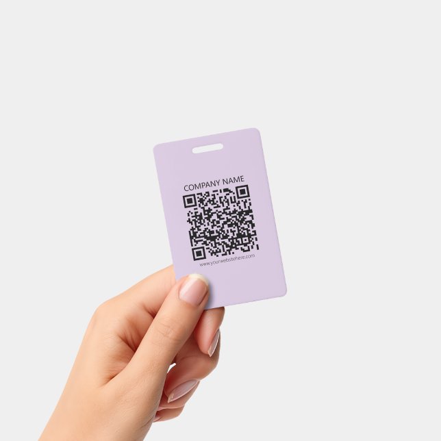 Tarjeta De Identificación Create a QR Code | Pale Lavender Violet (Portátil / de mano)