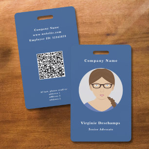 Tarjeta De Identificación Credencial de empleado con foto de círculo azul
