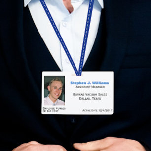Tarjeta De Identificación Credencial de empleado con foto personalizada