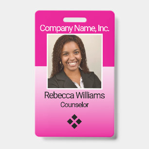 Tarjeta De Identificación Credencial de Empleado con Foto - Rosa