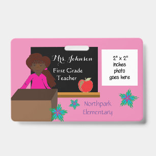 Tarjeta De Identificación Credencial de identificación rosa para maestros af