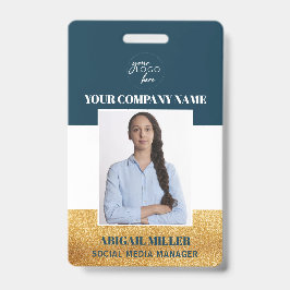Tarjeta De Identificación Credencial de identificación verde con logotipo de