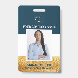 Tarjeta De Identificación Credencial de identificación verde con logotipo de