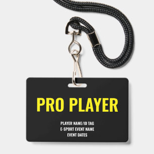 Tarjeta De Identificación Credencial de jugador profesional minimalista de e