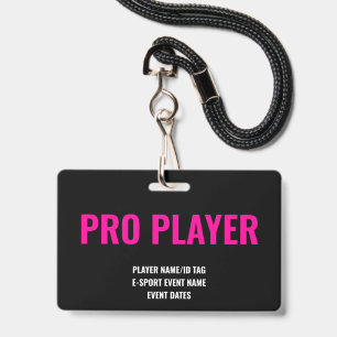 Tarjeta De Identificación Credencial de jugador profesional minimalista de E